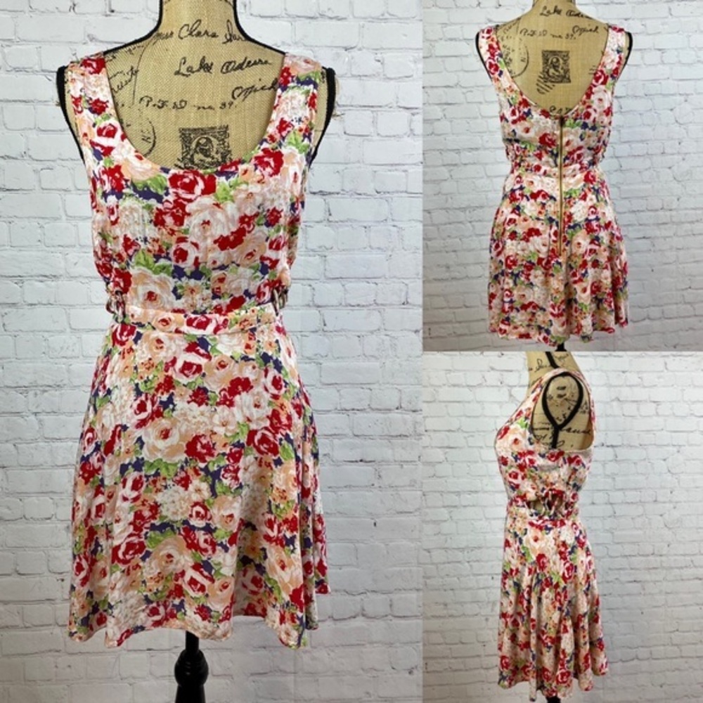 Lucca Couture Floral Print Flowy Side Cutout Dress
